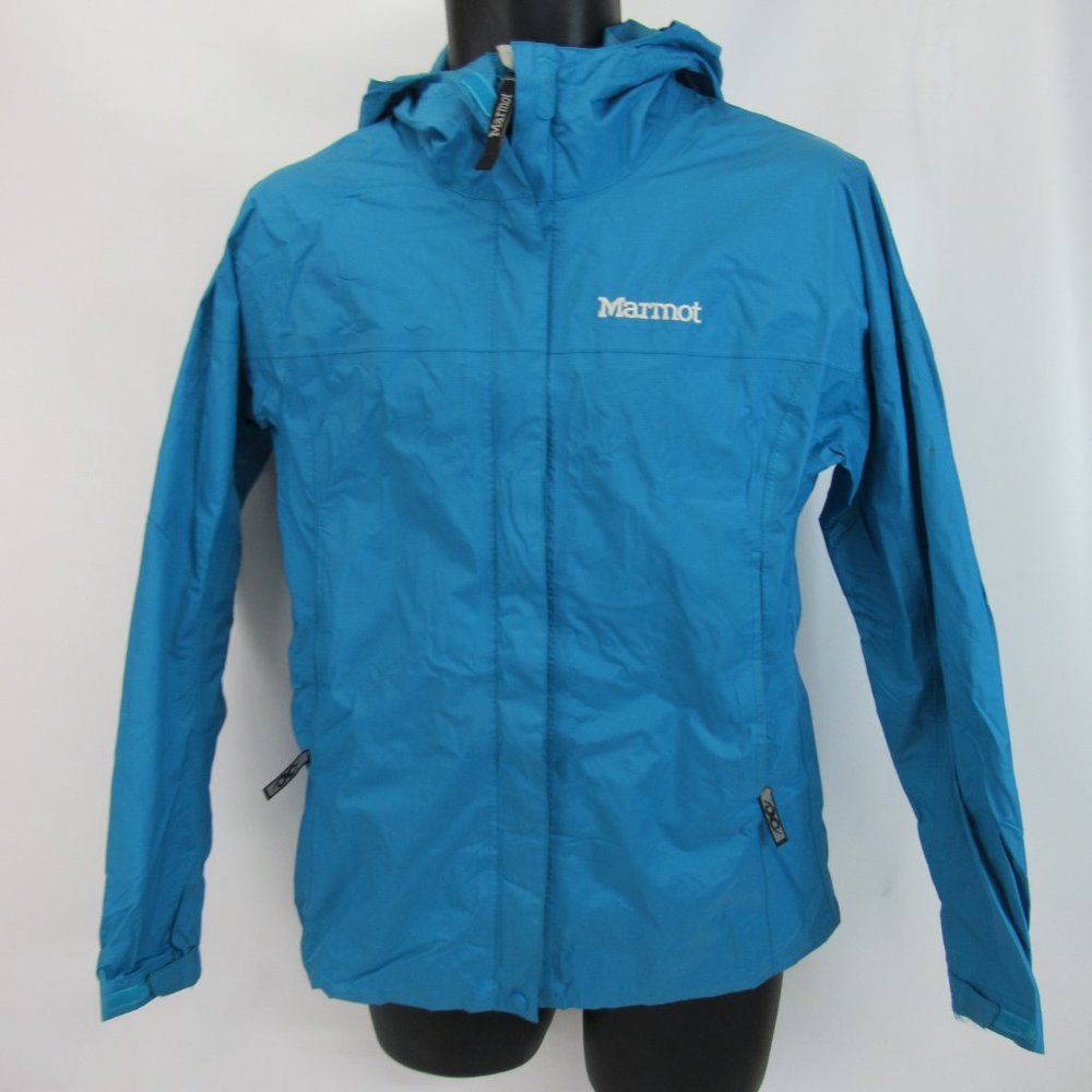 Marmot Nylon Rain Coat Women's Size M Blue Medium Full Zip Jacket Lightweight